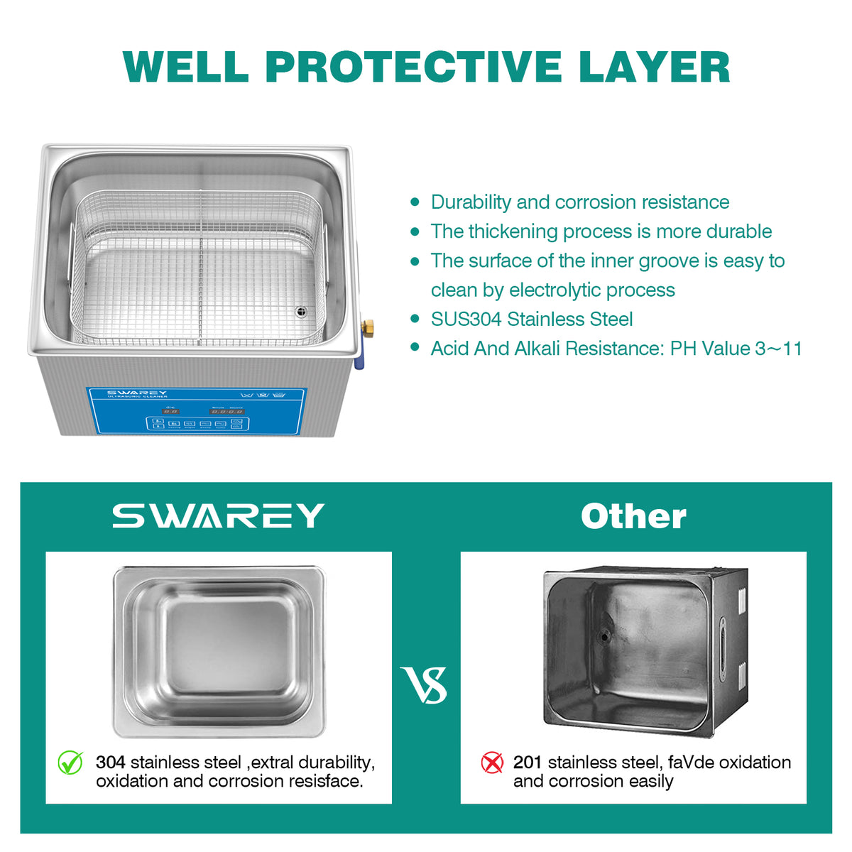 SWAREY 15L Digital Ultrasonic Cleaner 360W Professional Ultrasound Cleaner with Heater and Timer Ultrasonic Parts Cleaner for Cleaning Tools Jewelry Watches Denture Coin Chain Glasses Cleaner Machine