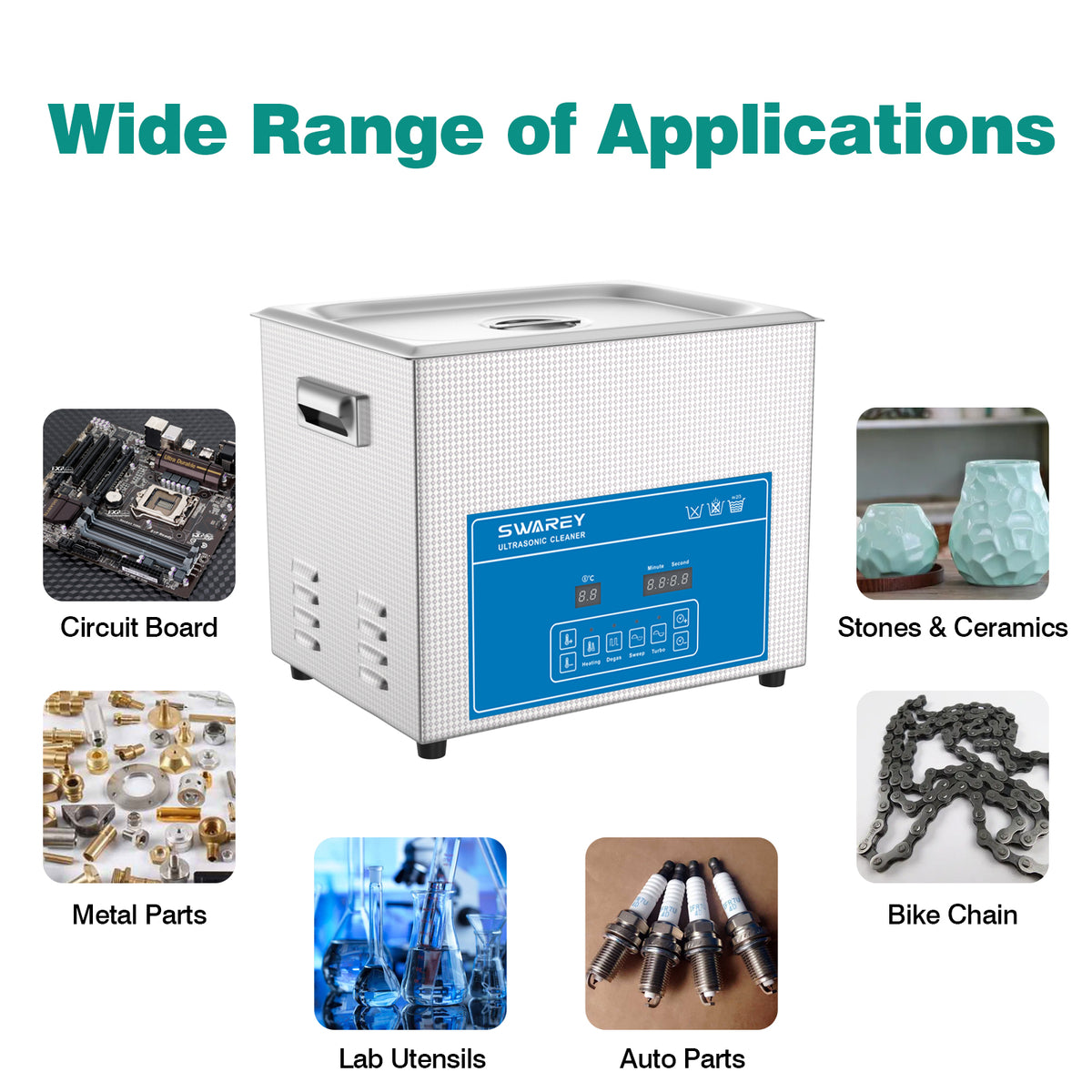 SWAREY 15L Digital Ultrasonic Cleaner 360W Professional Ultrasound Cleaner with Heater and Timer Ultrasonic Parts Cleaner for Cleaning Tools Jewelry Watches Denture Coin Chain Glasses Cleaner Machine