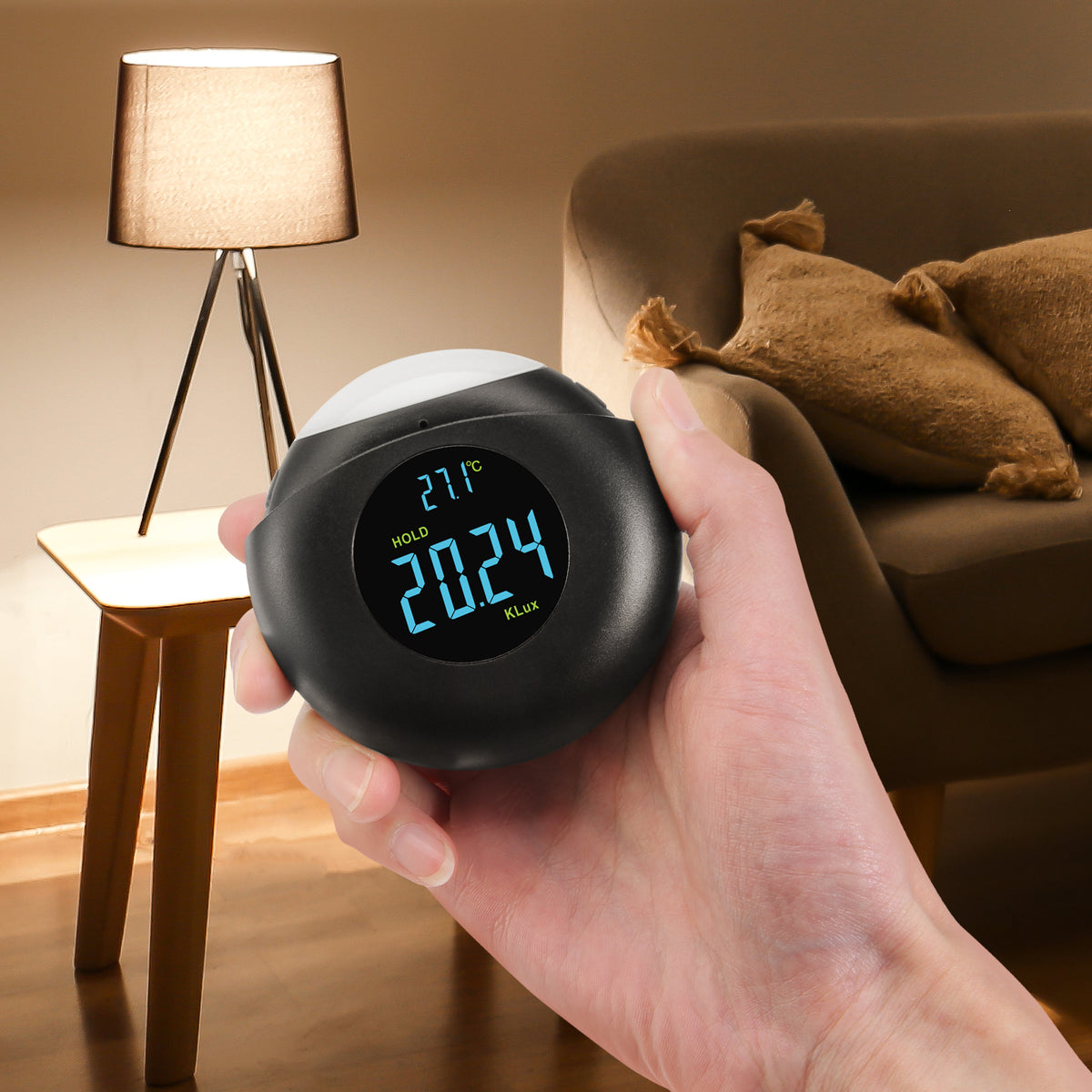 SWAREY Light Meter 360° Detector Digital Illuminance Meter Handheld Ambient Measurer, Measurer with Range up to 200,000 lux with LCD Display, Light Meter for Factories, Warehouses, Offices