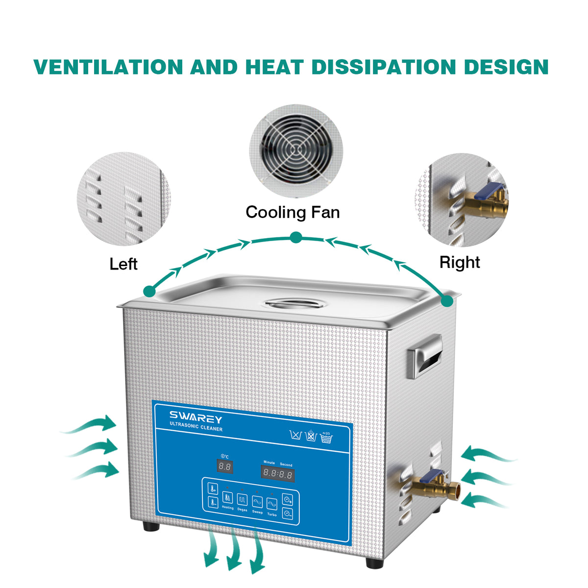 SWAREY 15L Digital Ultrasonic Cleaner 360W Professional Ultrasound Cleaner with Heater and Timer Ultrasonic Parts Cleaner for Cleaning Tools Jewelry Watches Denture Coin Chain Glasses Cleaner Machine